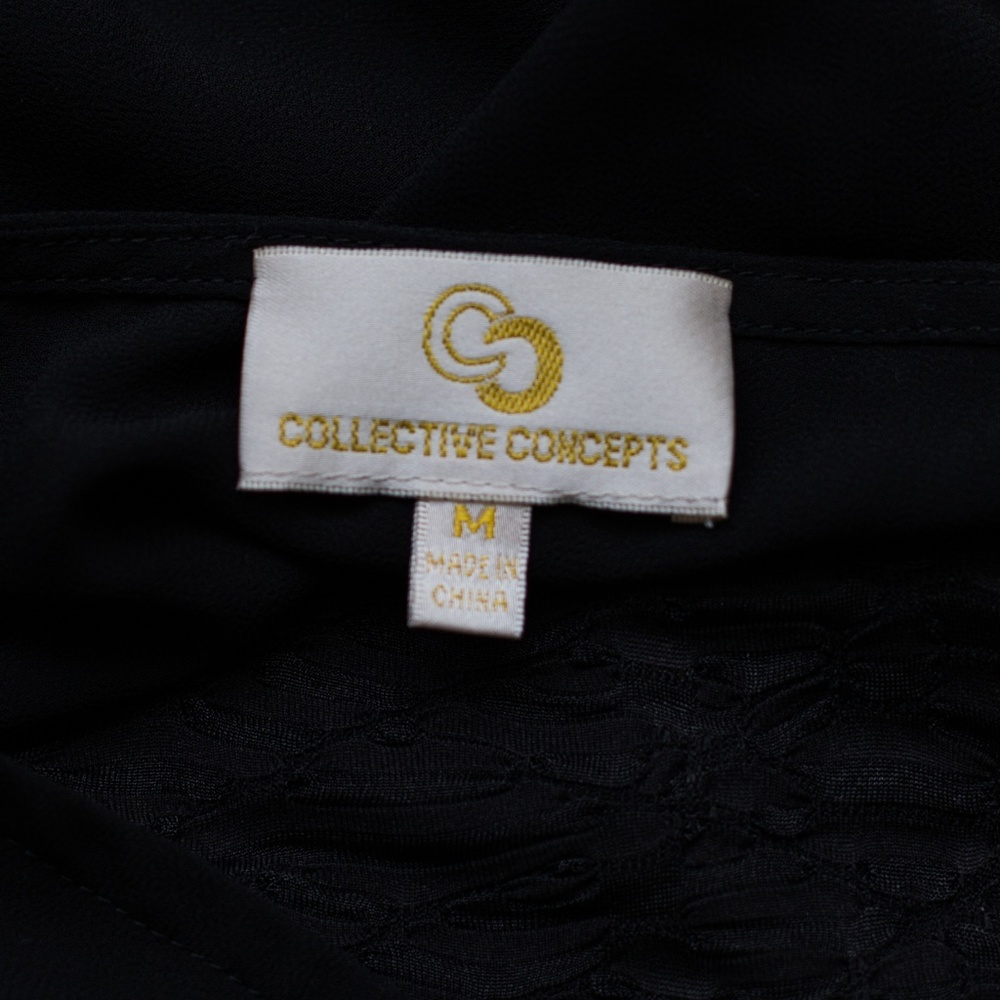 2/$10 Collective Concepts Black Blouse Tunic M - Picture 4 of 4